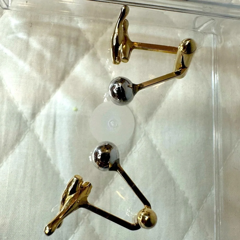 Gold and Silver Men’s Cufflinks Unique Classic Ball At The Ends